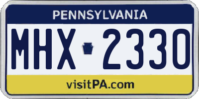 PA license plate MHX2330
