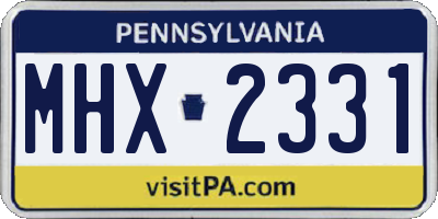 PA license plate MHX2331