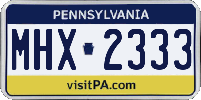 PA license plate MHX2333