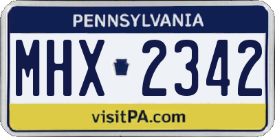 PA license plate MHX2342