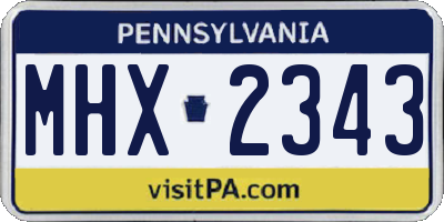 PA license plate MHX2343