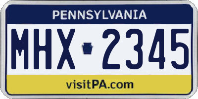 PA license plate MHX2345