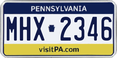 PA license plate MHX2346