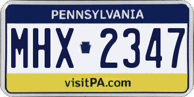 PA license plate MHX2347