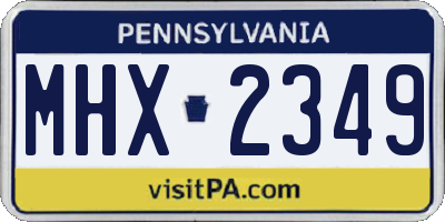 PA license plate MHX2349