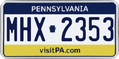 PA license plate MHX2353