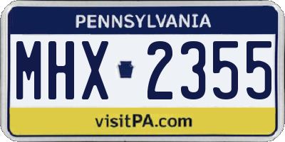 PA license plate MHX2355