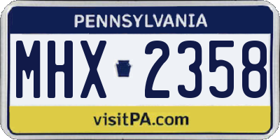PA license plate MHX2358