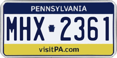 PA license plate MHX2361