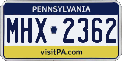 PA license plate MHX2362