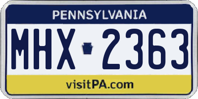 PA license plate MHX2363