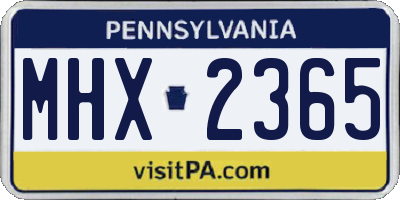 PA license plate MHX2365