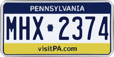 PA license plate MHX2374