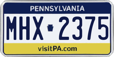 PA license plate MHX2375