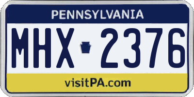 PA license plate MHX2376