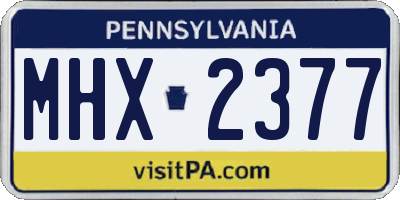 PA license plate MHX2377