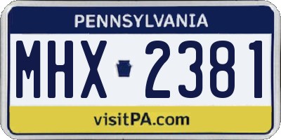 PA license plate MHX2381