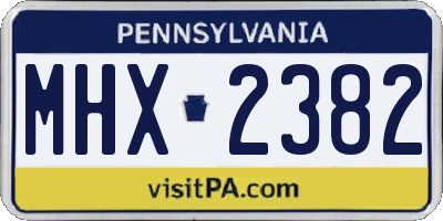 PA license plate MHX2382