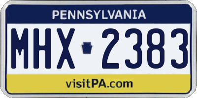 PA license plate MHX2383