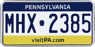 PA license plate MHX2385