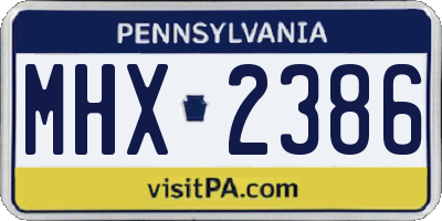 PA license plate MHX2386