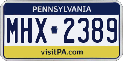 PA license plate MHX2389