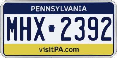 PA license plate MHX2392