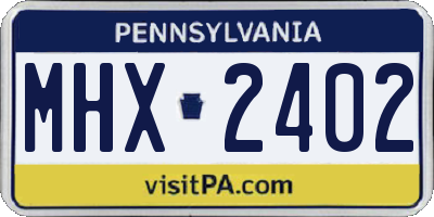 PA license plate MHX2402
