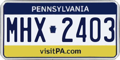 PA license plate MHX2403