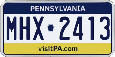 PA license plate MHX2413