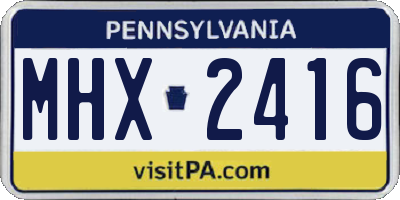 PA license plate MHX2416
