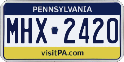 PA license plate MHX2420
