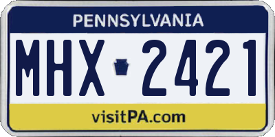 PA license plate MHX2421