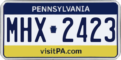 PA license plate MHX2423