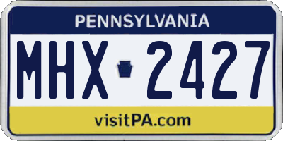 PA license plate MHX2427