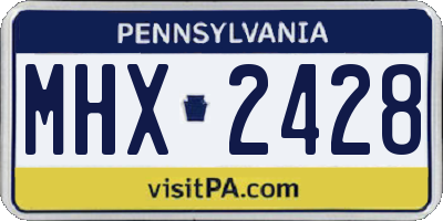 PA license plate MHX2428