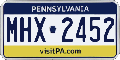 PA license plate MHX2452