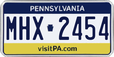 PA license plate MHX2454