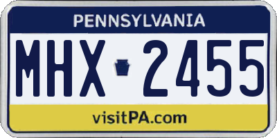 PA license plate MHX2455