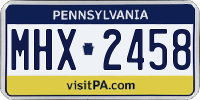 PA license plate MHX2458