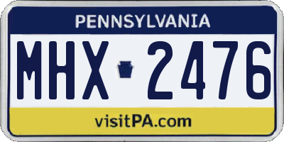 PA license plate MHX2476