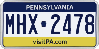 PA license plate MHX2478
