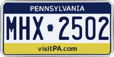 PA license plate MHX2502