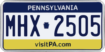 PA license plate MHX2505