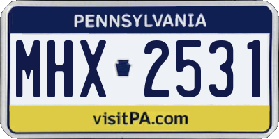 PA license plate MHX2531