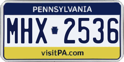PA license plate MHX2536