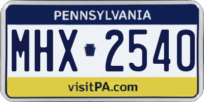 PA license plate MHX2540