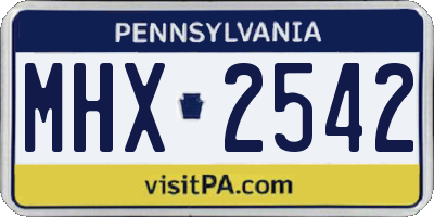 PA license plate MHX2542