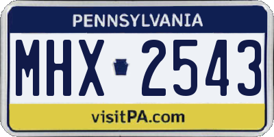 PA license plate MHX2543