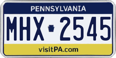 PA license plate MHX2545